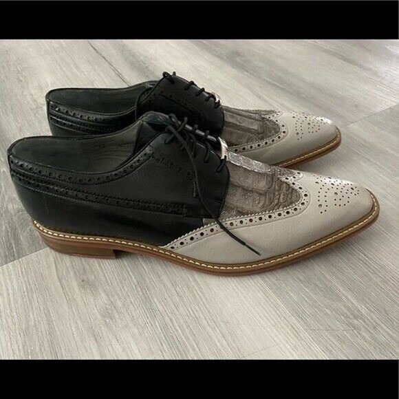 Men\'s Studio Belvedere Gray Alligator Print Leather Lace Up Size 12